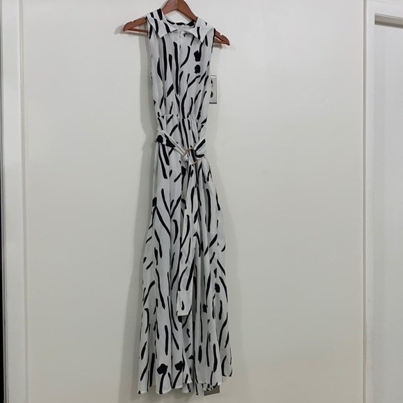 INA (í:ma) Tie-waist Jumpsuit Black and white sieze S - Picture 3 of 14